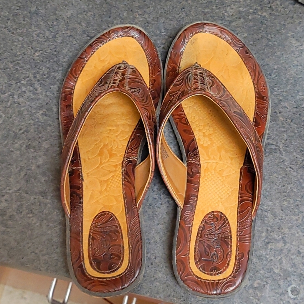 Leather tooled sandals